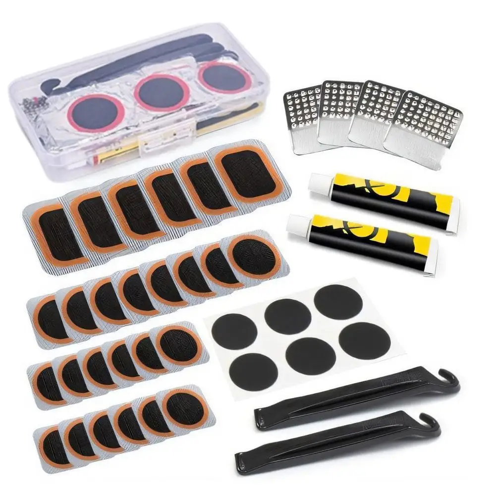 32pcs Bicycle Tire Repair Kits Tools Cycling Inner Tube Patching Tyre Filler Glue Free Cold Patch Sealant Fix Portable Tire Kit