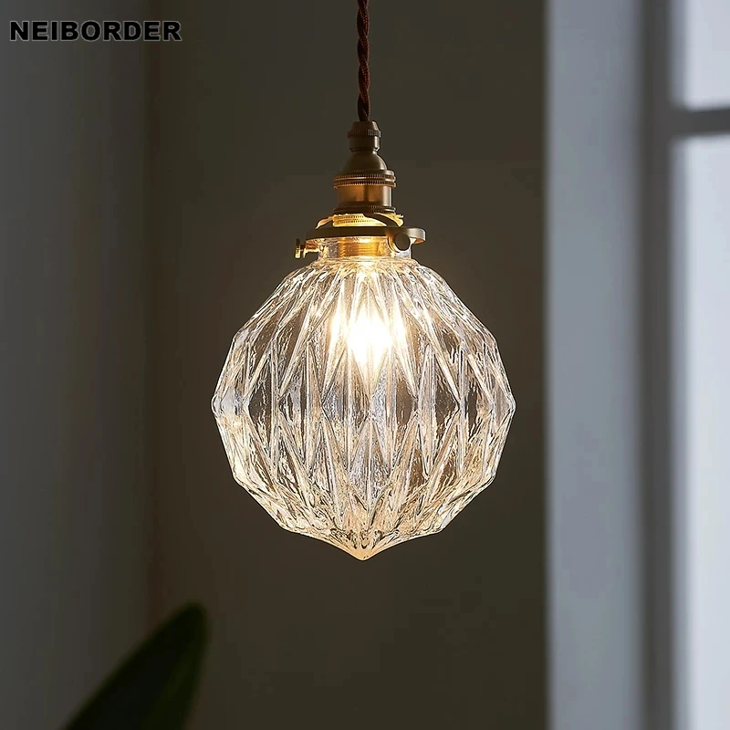 

New Retro Brass Home Chandelier Simplicity Cafe Glass Shade Small Pendant Lamp For Restaurant Dining Living Room Fixture