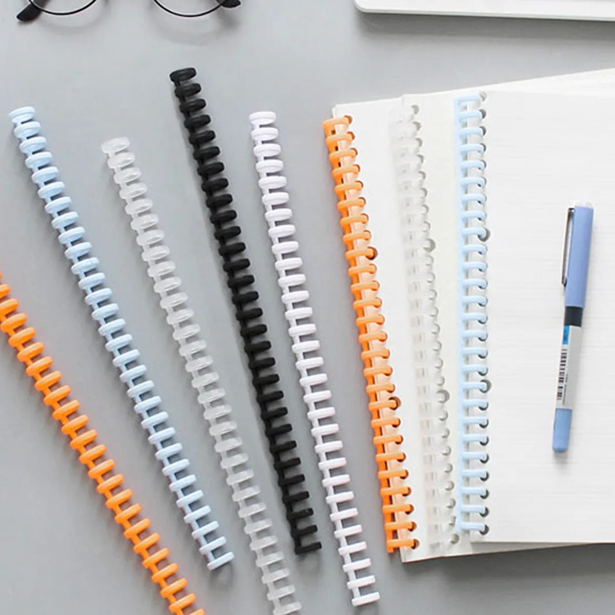 10Pcs Plastic Comb Binder Spines Black 10 Hole Loose-Leaf Rings for A4 Paper Binding Notebook Calendar Office Supplies Spiral