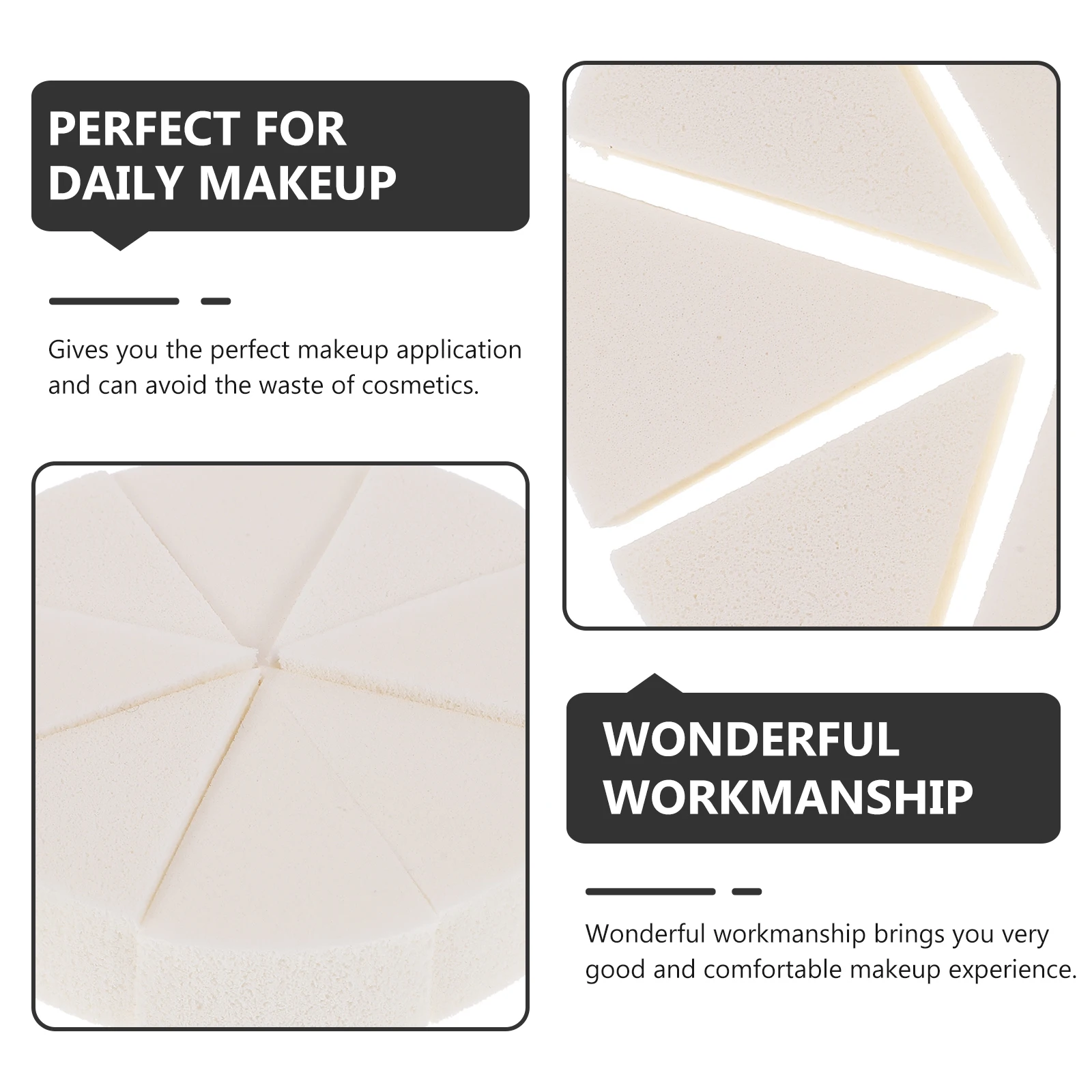 

2 Sets Wedge Makeup Sponges Foundation Primer Latex Powder Puff Portable Facial Pads Applicators For Women Reusable