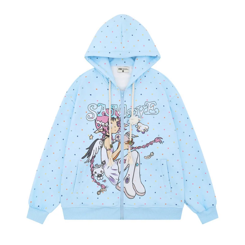 

DAVIDSHAO EU US Size Top Quality Street Outdoor Wear Fun Carton Anime Girl Print Zip Hoodie