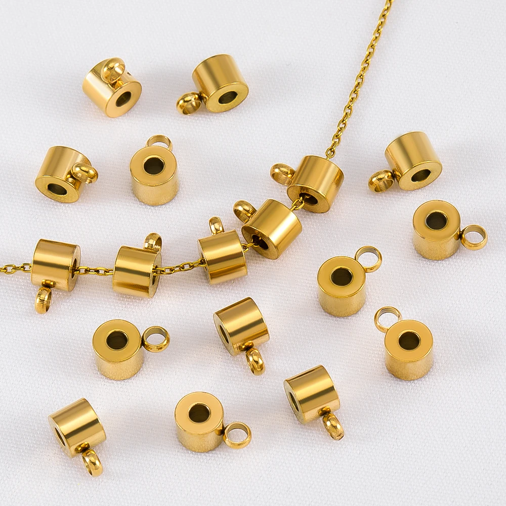 1/10p Stainless Steel Cylindrical Vertical Single Hanging Beads For DIY Jewelry Necklace Bracelet Accessories Material Wholesale