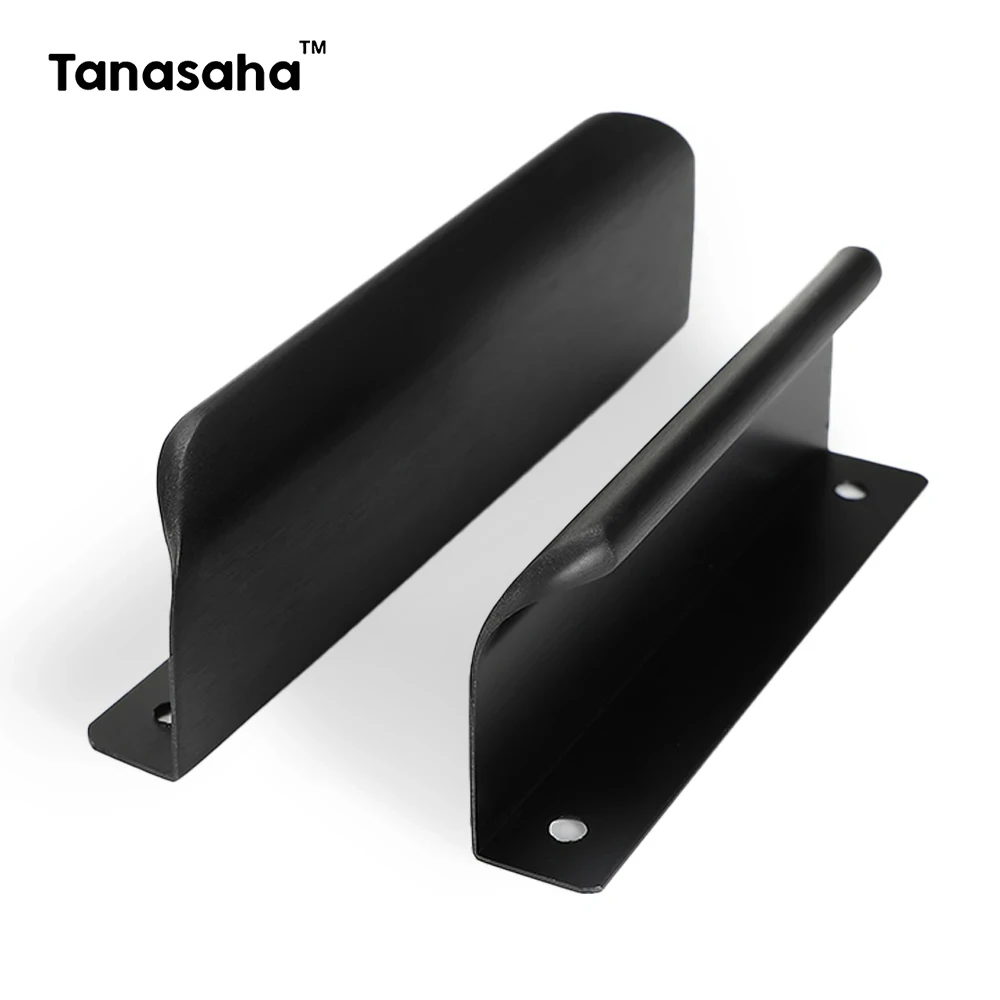 Black Hidden Cabinet Handles Kitchen Cupboard Door Knob and Handle Aluminum Alloy Wardrobe Drawer Handles Furniture Hardware