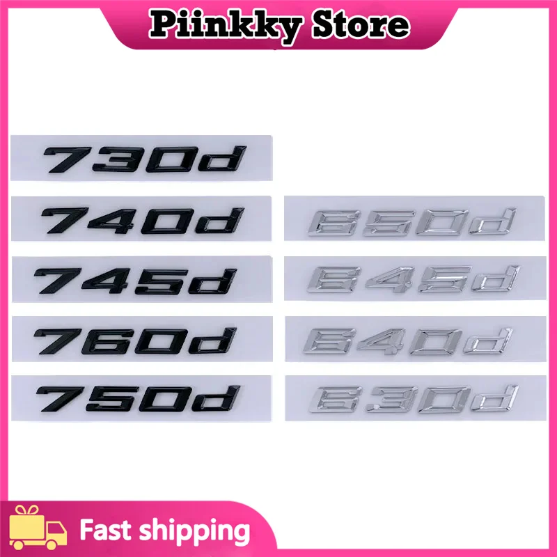 

New Font Numbers Letters 730d 740d 745d 750d 760d Top ABS Emblem for 7 Series Car Trunk Nameplate Logo Sticker Black Chrome