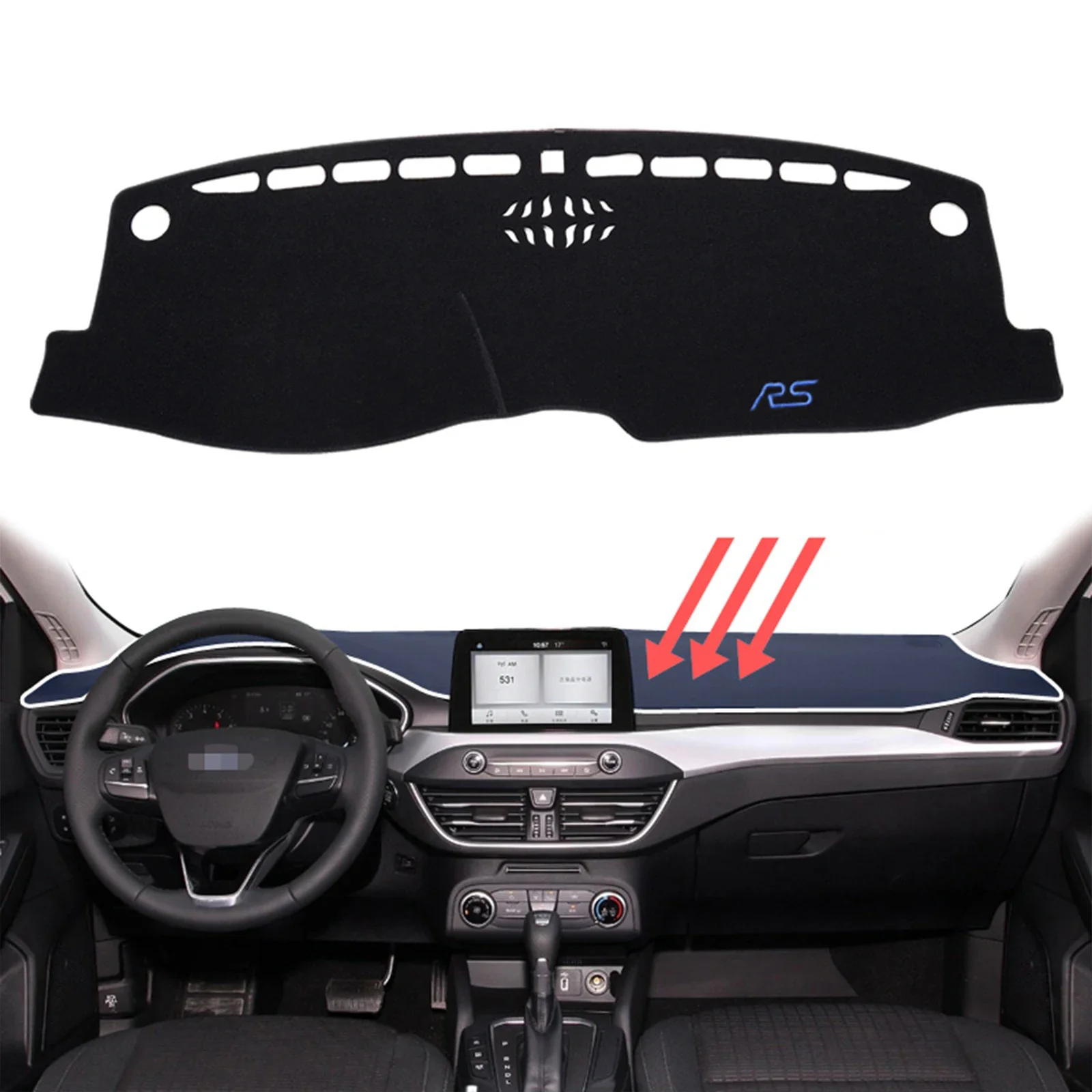 For Ford Focus RS ST 2019 2020 2021 2022 2023 2024 Car Dashboard Mat Sunshade Protective Carpet Dash Mat Dashmat