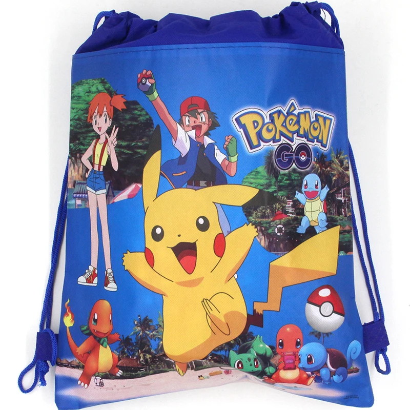 New Pokemon Pikachu Children nonwoven Fabric Travel Bag Cartoon Storage Clothes Shoe Bag Cotton Drawstring Bag Portable Backpack