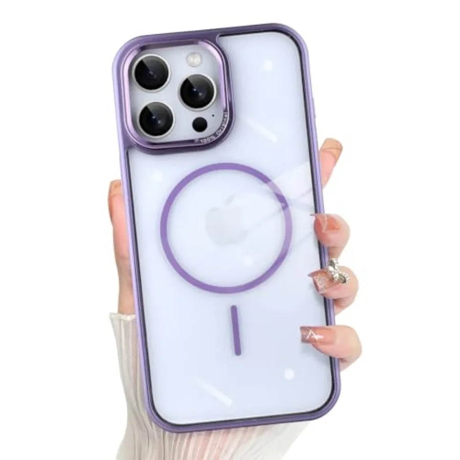 

Совместим с поддержкой чехла для iPhone 16 Pro для MagSafe с противоскользящим краем, магнитная защитная задняя крышка из ТПУ для камеры