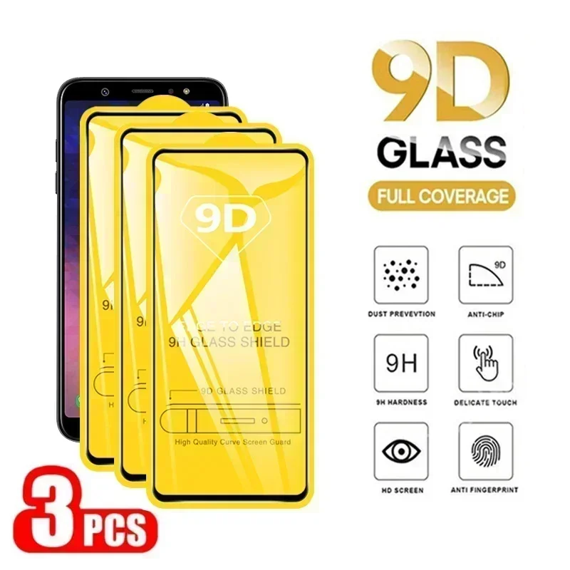 9D 3PCS Screen Protector For Samsung Galaxy  A9  A8 A7 A6 2018 Tempered Glass For Samsung Galaxy J8 J6 J4 Plus 2018 Glass