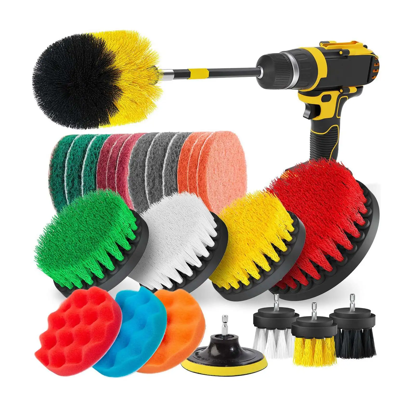 

25 Piece Drill Brush Power Scrubber Cleaning Brush Extended Long Attachment Set All Purpose Drill Scrub Brushes Kit