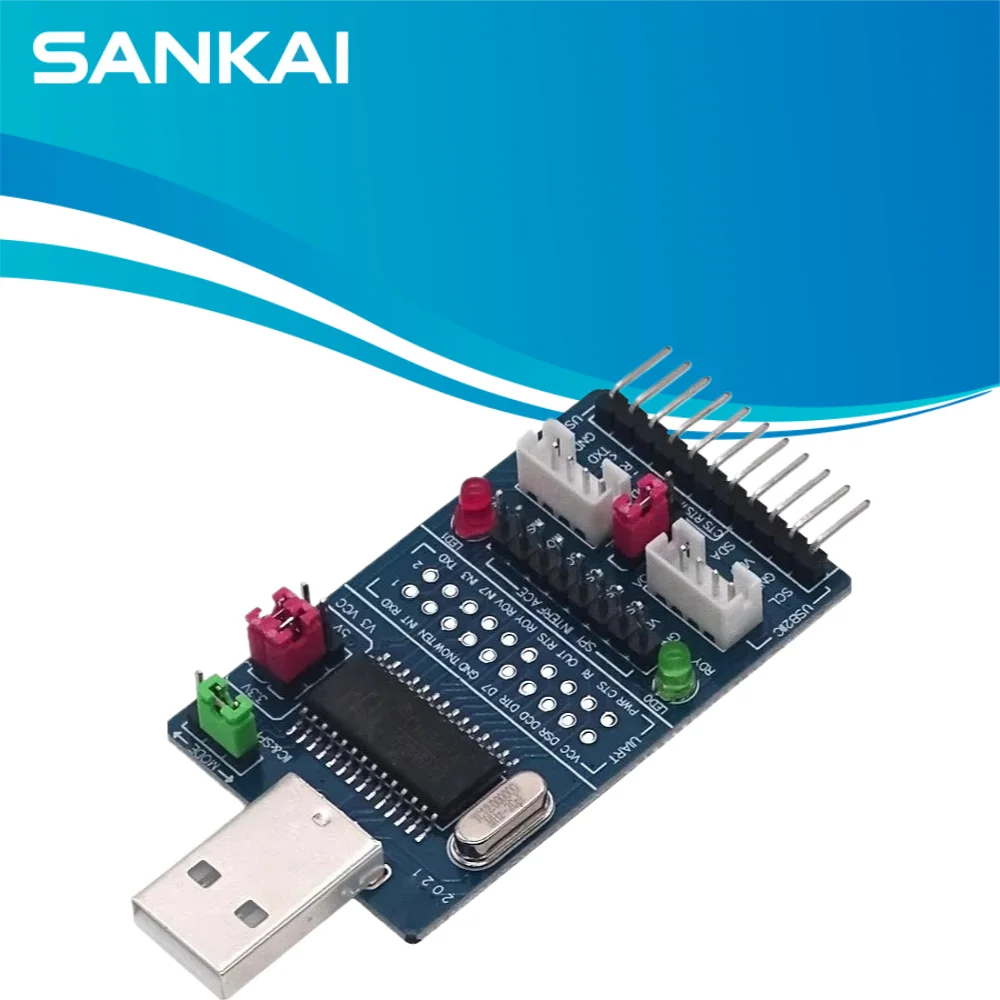 CH341A USB to I2C/SPI/UART/TTL/ISP/EPP/MEM Adapter, Multi-Protocol Parallel Converter