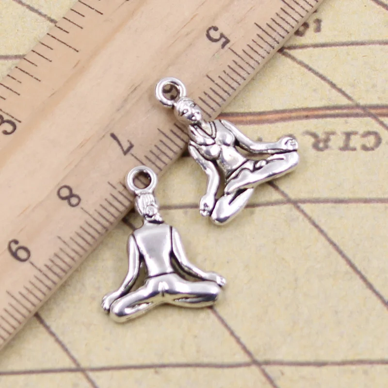 20pcs Charms Yoga Practitioner 20x16mm Antique Silver Color Pendant Making DIY Handmade Tibetan Finding Jewelry For Bracelet