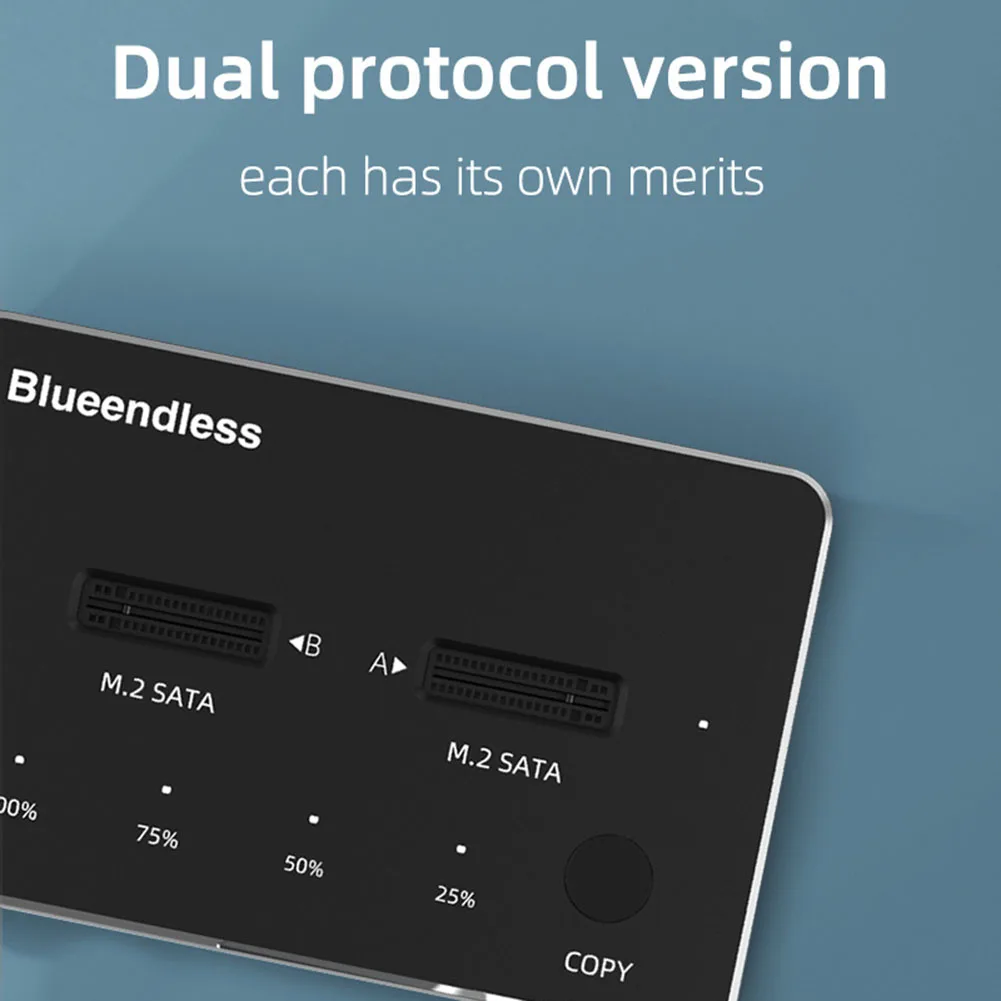 Blueendless USB 3.1 M.2 SATA NVME Dual-Bay SSD Enclosure Dock Station Offline Clone M.2 SATA NVME lettore di unità a stato solido