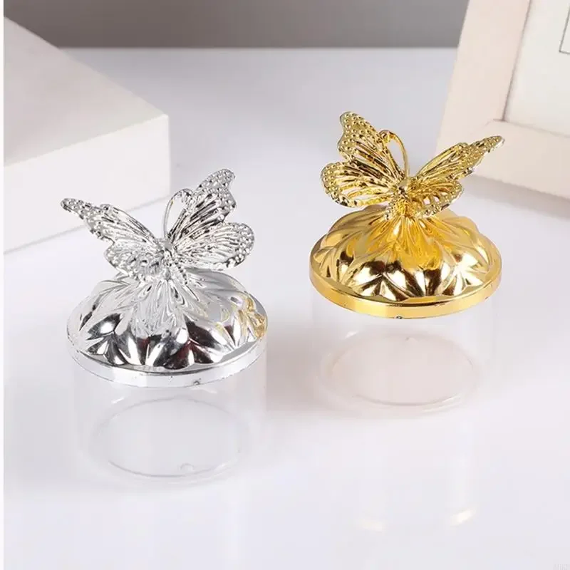 Crystal Plastic Candy Container Gold Silver Butterflies For Event Tabletop Decoration