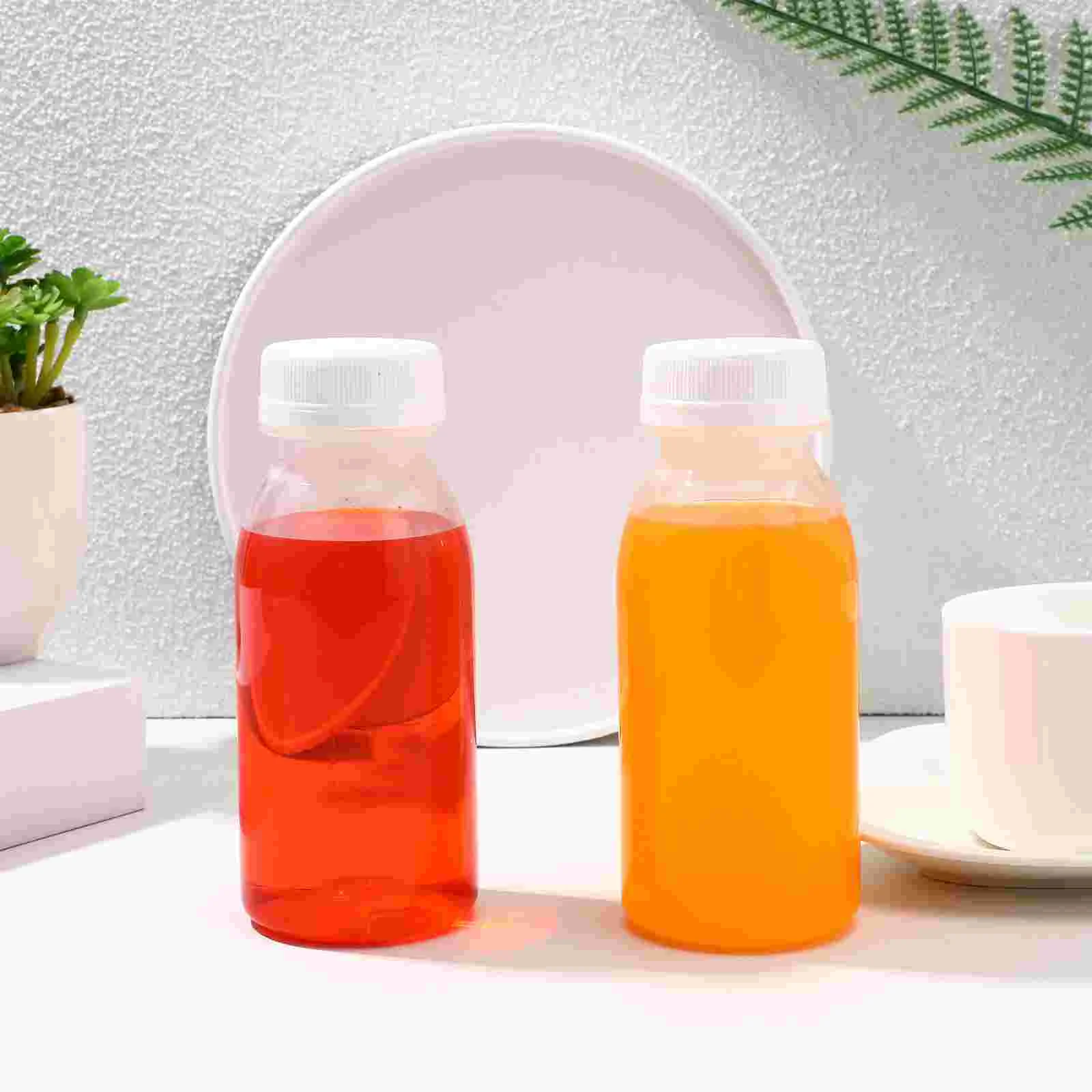 10 Uds Mini botellas de leche para beber con tapa agua transparente PET fermentado transparente bebidas para niños