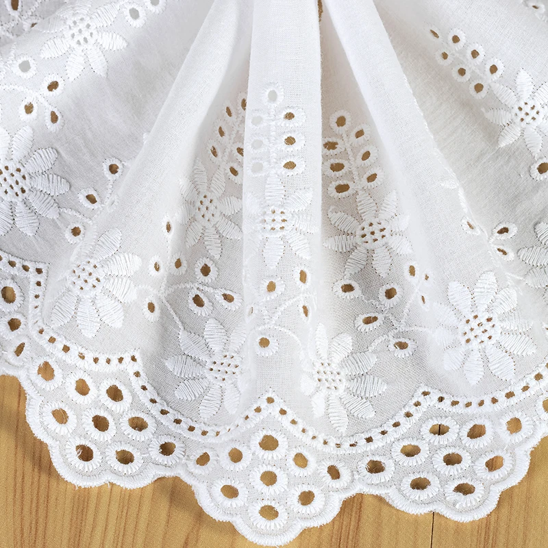 Cotton Embroidered Lace Fabric, Tablecloth, Home Textile, Handicrafts, Decoration, Lace Trimming, 5Yards per Lot, Width 15cm