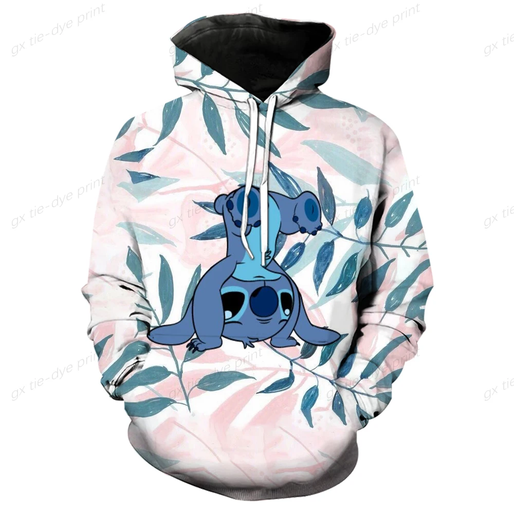 Disney Hoodie Fashion Stitch Angel Monster Pocket Sweatshirt Pullover Cute hoodies girls Women's Sweatshirt Cartoon Top y2k