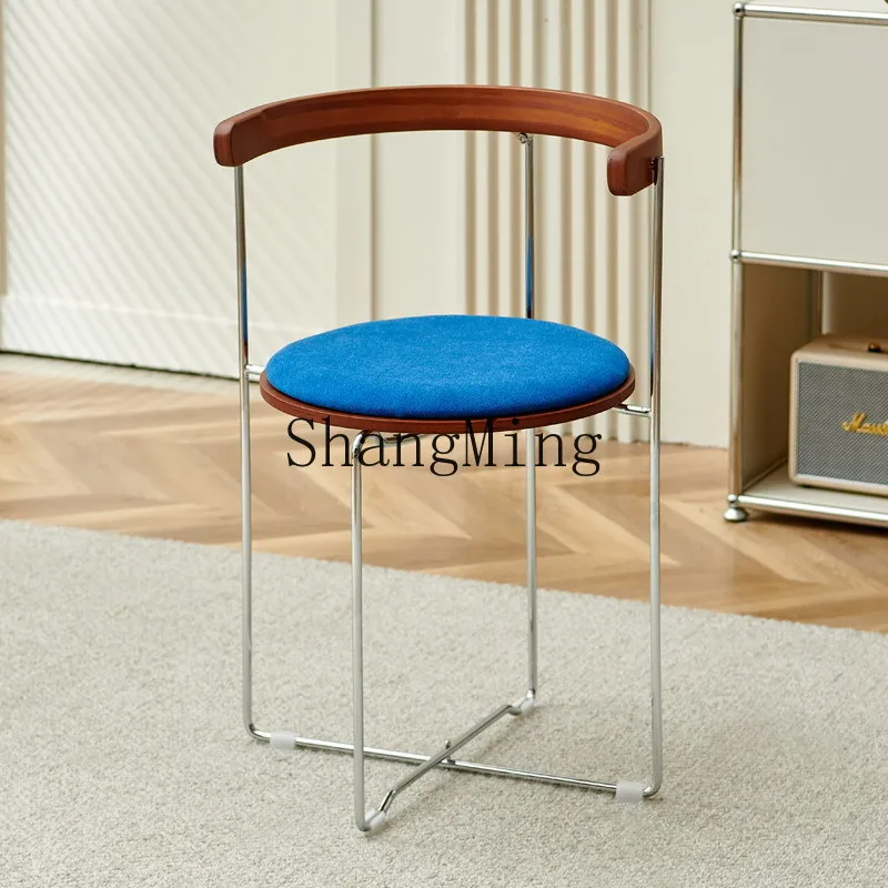 FG folding retro solid wood dining chair small apartment home leisure backrest modern simple restaurant dining table and chairs