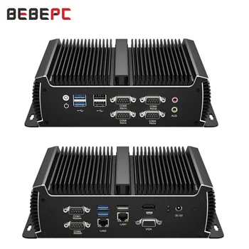 BEBEPC Fanless Mini PC – Intel Core i5-6300U / i5-1135G7, 2× 2.5G LAN (i225), 6× RS232/485 COM, 6× USB 3.0