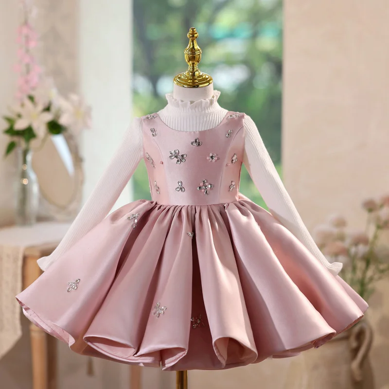 

Girls' First Princess Birthday Party Ten-Year-Old Host Children's Piano Puffy Performance Dress