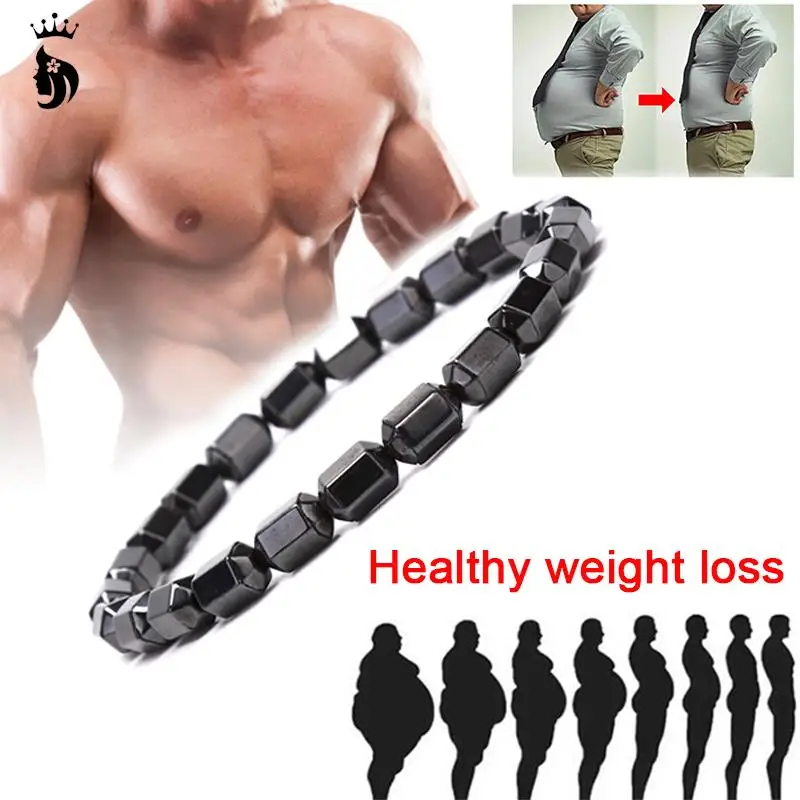 Natural Magnetic Hematite Black Beads Health Care Bracelet Bangles Men Jewelry