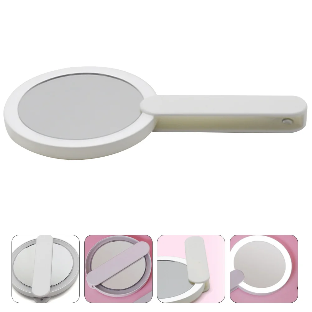 1 pçs mini espelho de maquiagem led portátil espelho redondo branco claro acessório de maquiagem de alta definição