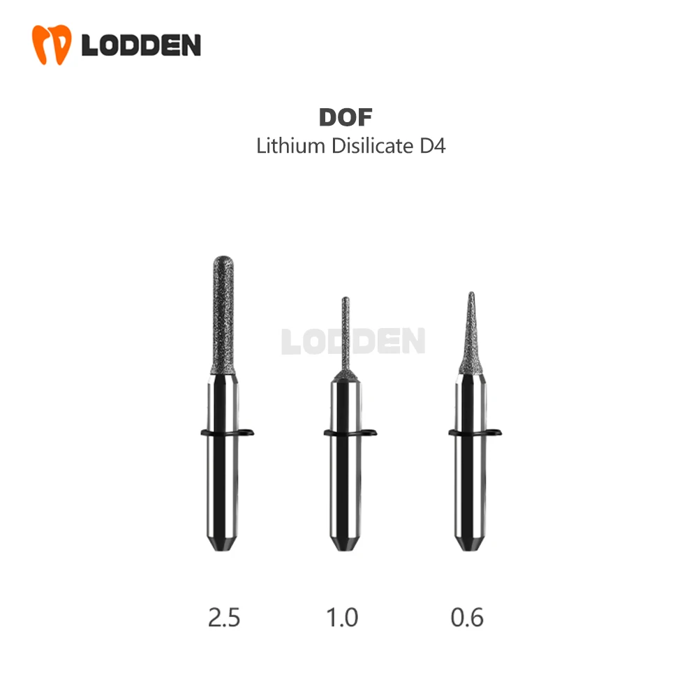 DOF-Fresa de molienda Dental de disilicato de litio, vástago D4, 32MM de longitud, 0,6/1,0/2,5 MM, herramienta de molienda Dental de cerámica de vidrio de corte