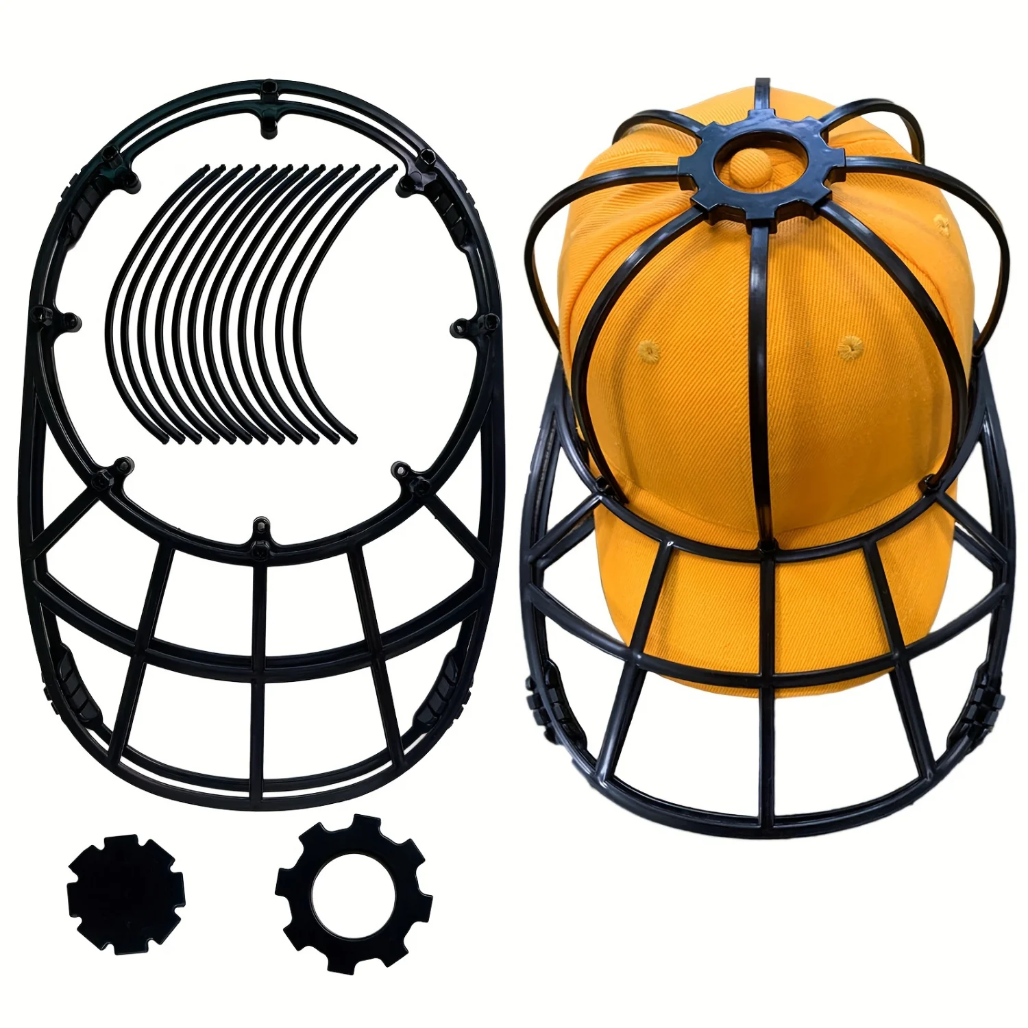 Space-Saving Hat Washer & Rack - Foldable, Portable, Clutter-Free Design for Baseball Caps, Organizes & Protects Flat & Curved H