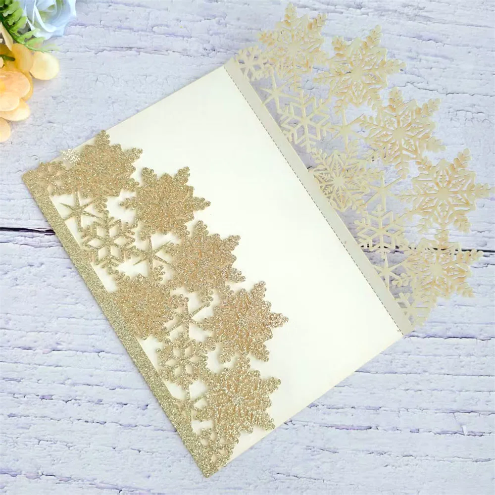 

Snowflame Invitation Sleeve Laser Cut Invitations For Wedding Birthday Sweet 16 Quinceañera 50 sets