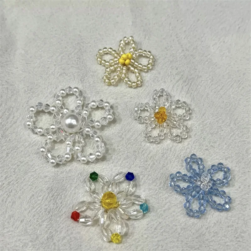 Summer style 30pcs/lot color glass acrylic beads decoration handmade flowers shape floral diy jewelry garment hair accessory