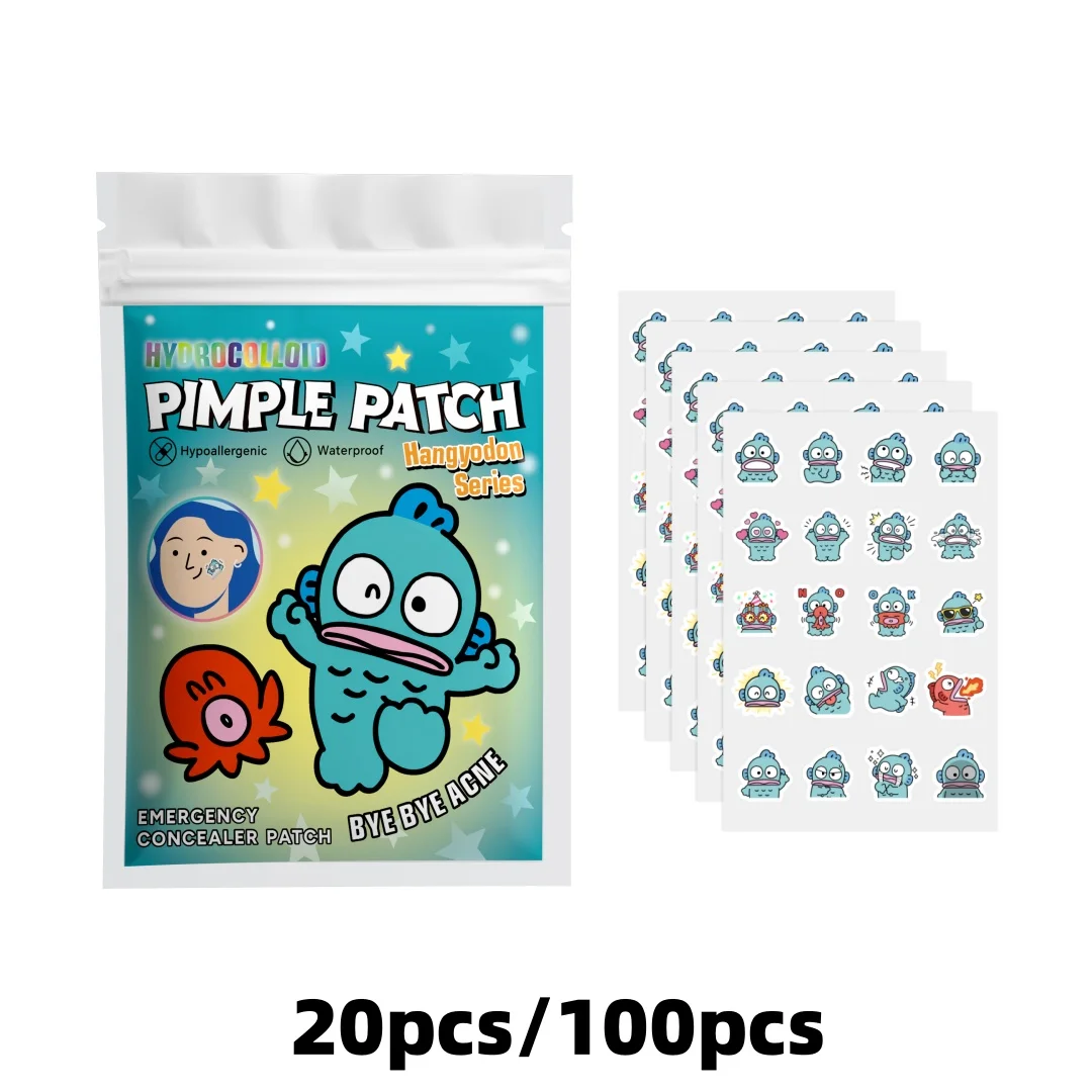 100/20PCS Patchs Hydrocolloïdes Mignons en Forme de Poisson-Pie, Couvre-Imperfections Imperméables, Autocollants Doux pour le Visage, Motifs Amusants