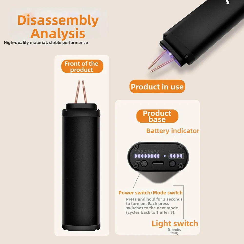 

Handheld Spot Welder with 8 Adjustable Output Levels and LED Display for Lithium Battery Pack Assembly and Repair Work