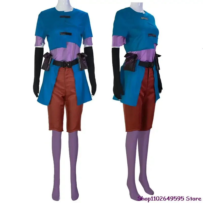 

a7d@Anime Game LOL Arcane Powder Jinx Cosplay Costume Junior Childhood Clothes Man Woman Coat Pants Blue Braid Wig Halloween Sui
