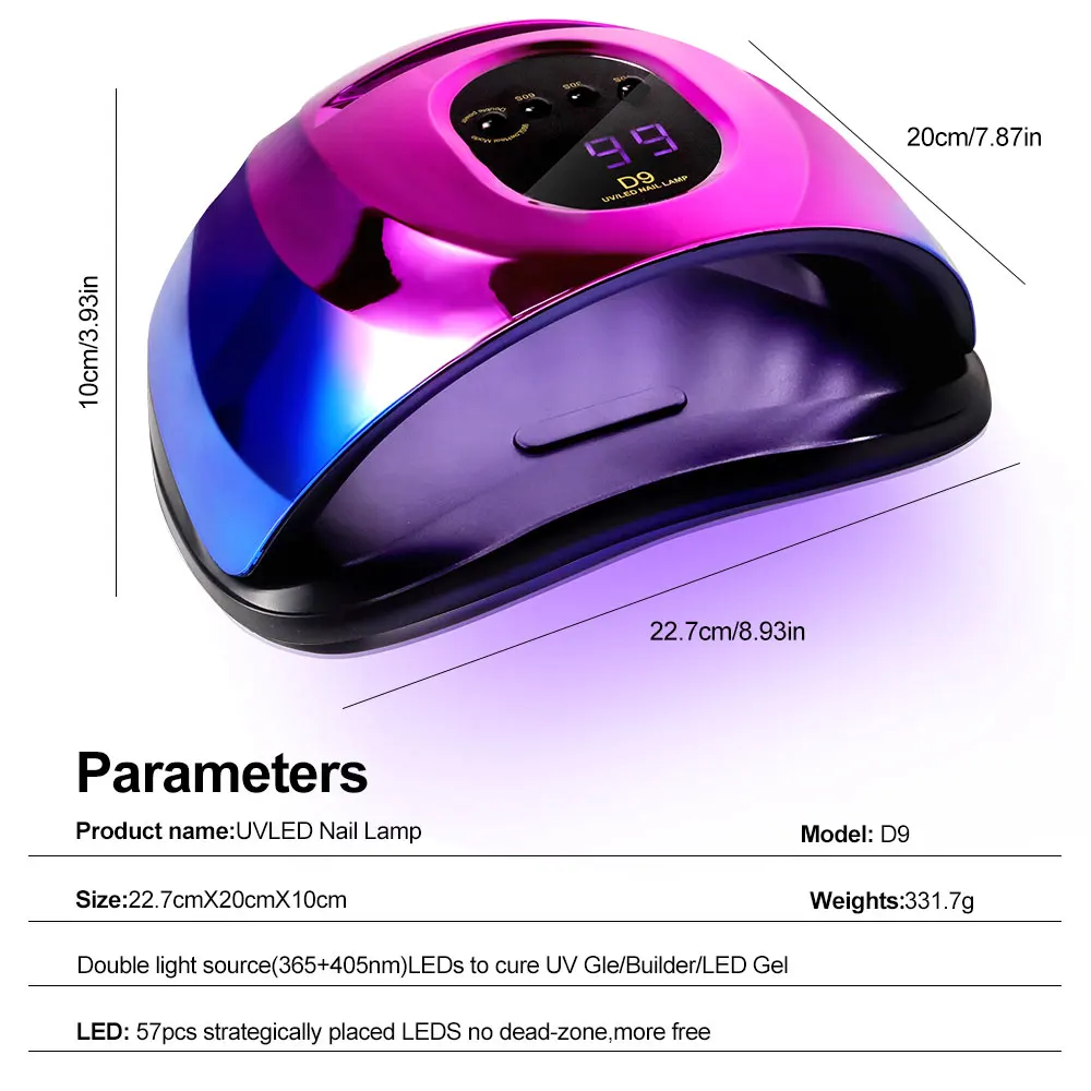 Professional 57LED UV Nail Lamp Dryer Laser Color for UV Gel Nails Polish Fast Curing Dryer Manicure Home Salon Nail Art Light