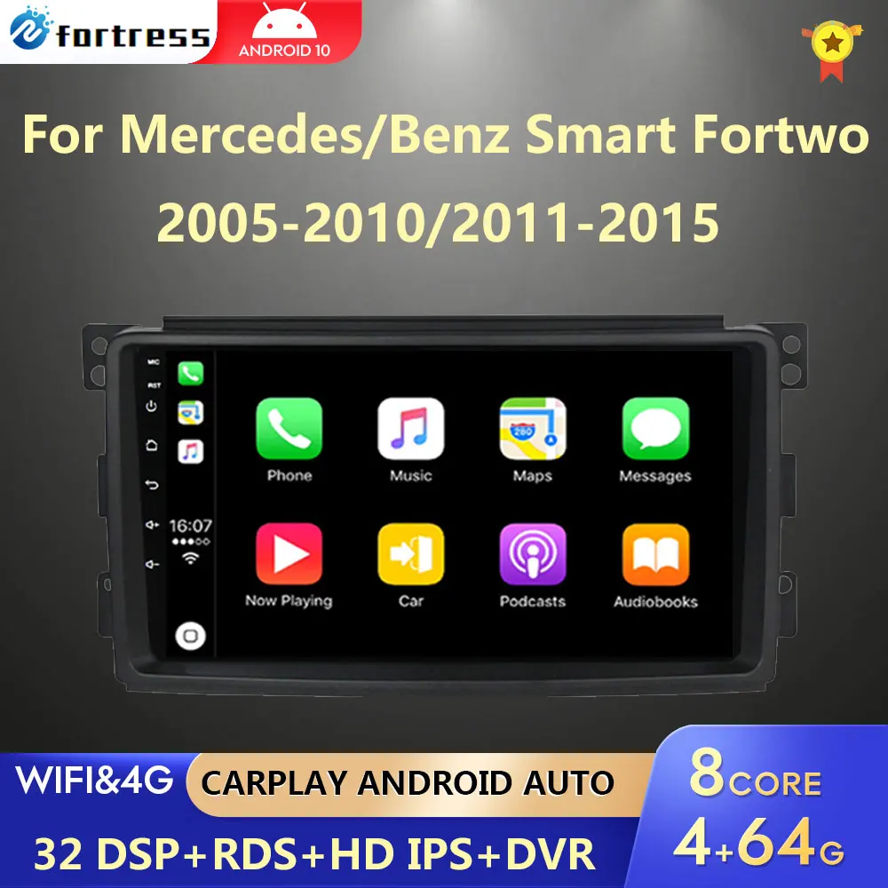 

Carplay Android 11 For Smart Fortwo W451 2006~2016 Stereo Radio Video Wifi Carplay Map GPS Nav Navi Navigation Multimedia No DVD