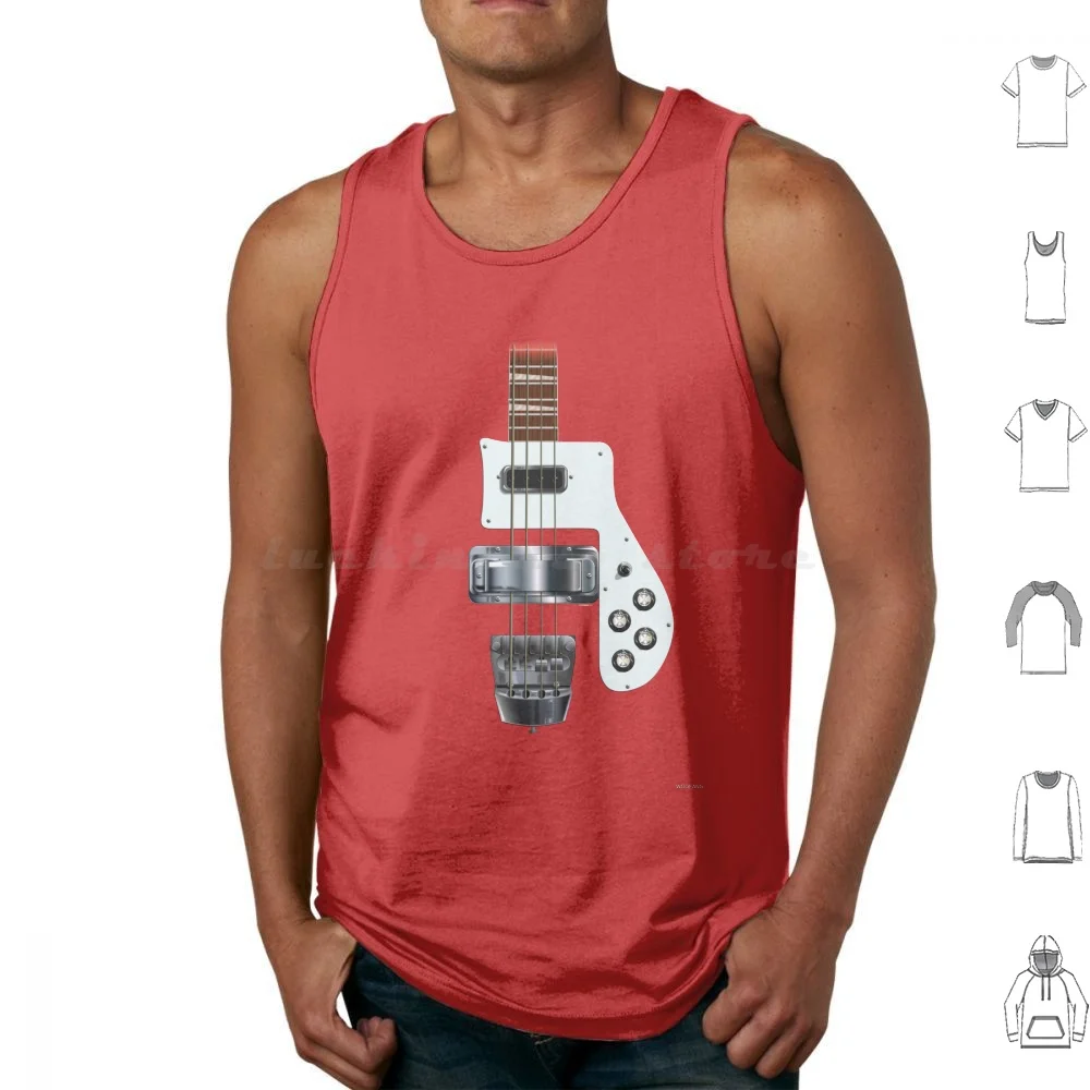 Bass Style Guitar Digital Illustration Tank Tops Print Cotton Bass Rick Townshend Petty Marr Lynott Guitar Music Strings