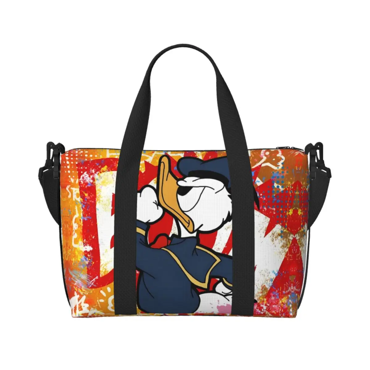 

Забавная большая сумка «Дональд Дак» на заказ, женская большая вместительная сумка с рисунком аниме, пляжная спортивная сумка на плечо, дорожная сумка