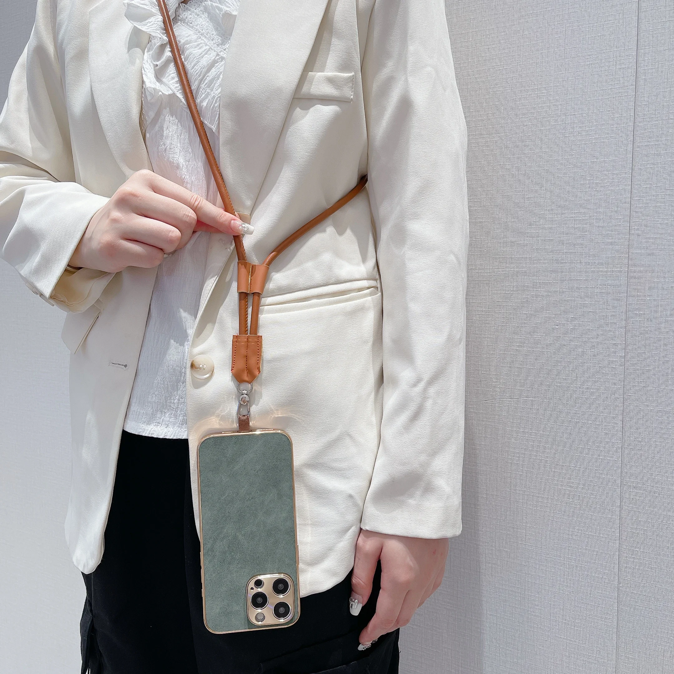 

Длинный ремешок для телефона через плечо 120 см, кожаная цепочка для пикапа, женский длинный шейный ремешок, чехол для телефона, универсальный ремешок с защитой от потери