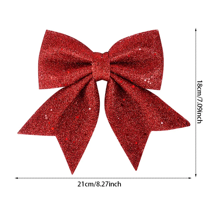 1pc Large Bows Glitter Christmas Ribbon Bow DIY Christmas Tree Ornament Xmas Wreath Hanging Bowknot Pendant New Year Party Decor