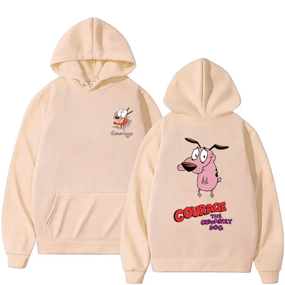 The Cowardly Dog Hoodies Long Sleeve Print Men Women Fashion Drop-shoulder Sleeve Sweatshirt Vintage Cartoon '90s Classic Hoodie