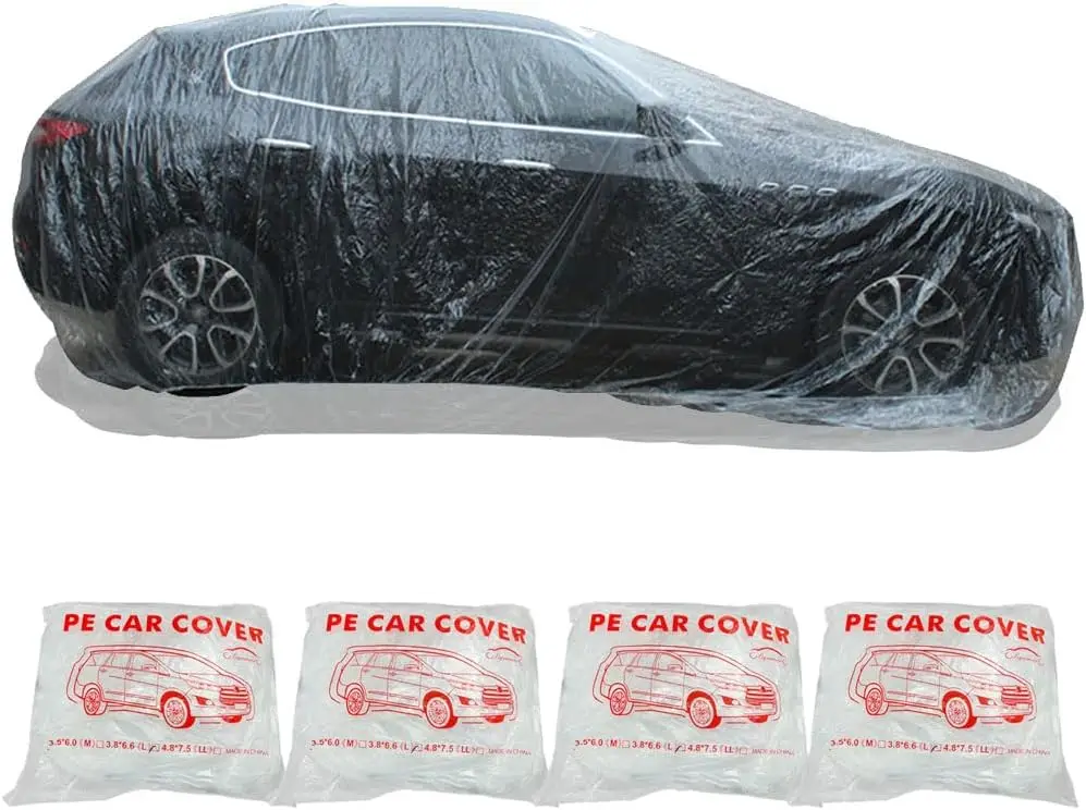 

Набор из 4 прозрачных пластиковых чехлов для автомобилей, универсальные, 12x22 фута, с эластичной лентой для защиты от дождя и пыли