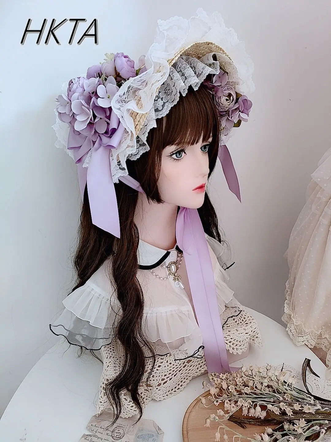 Franse Stijl Zoete Leuke Kant Splicing Bloem Boog Strohoeden Vrouwen Lolita Zomer Pastorale Prachtige Elegante BNT Platte Hoeden Dames