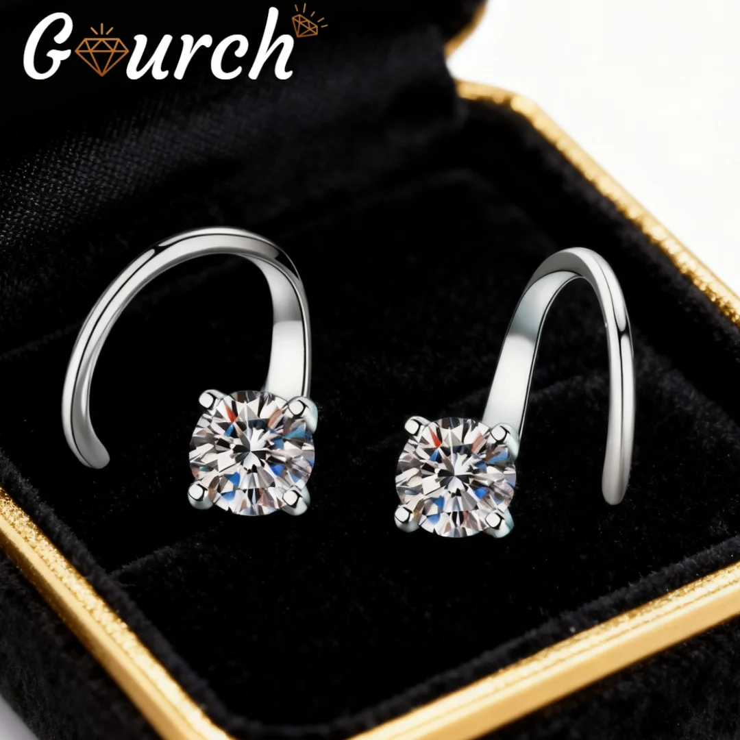 

Gourch 1CT S925 Sterling Silver D VVS1 Moissanite Twist Earrings for Women Minimalist Rotating Stud Simple Elegant Daily Wear