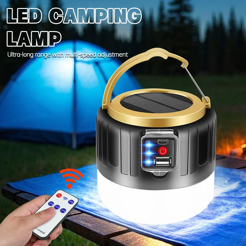 

Outdoor Solar Camping Light LED Tent Lamp Waterproof Emergency Lighting Lights Portable Rechargeable Fishing Light Flashlight