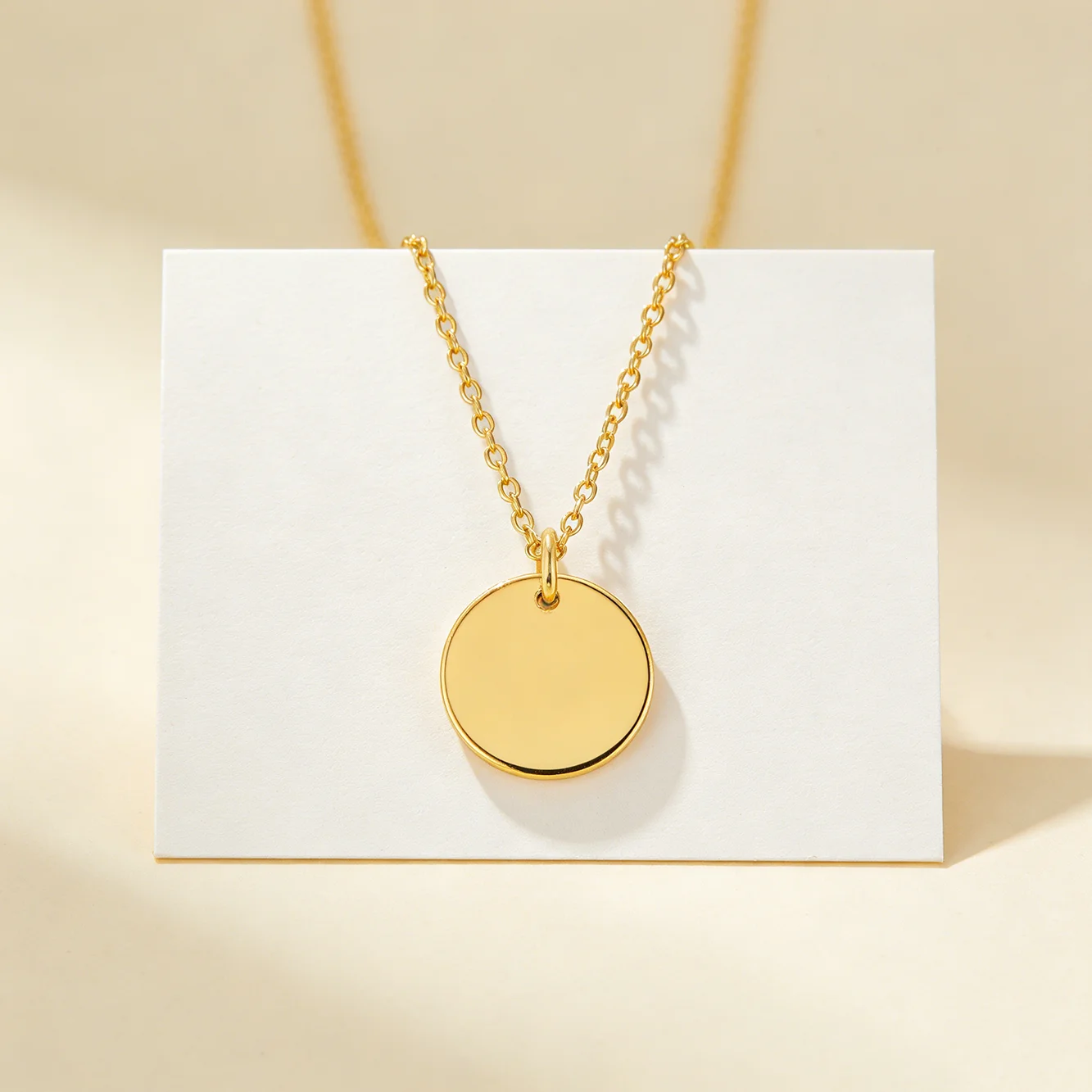 

FULSUN Minimalist Disc Pendant Necklace 925 Sterling Silver 14K Gold Plated Women's Layering Jewelry