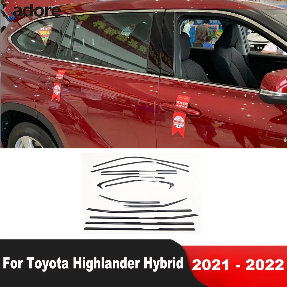 

Автомобильные аксессуары для Toyota Highlander Hybrid 2021 2022 нержавеющая Верхняя Нижняя оконная рама подоконники отделка окон молдинговая полоса
