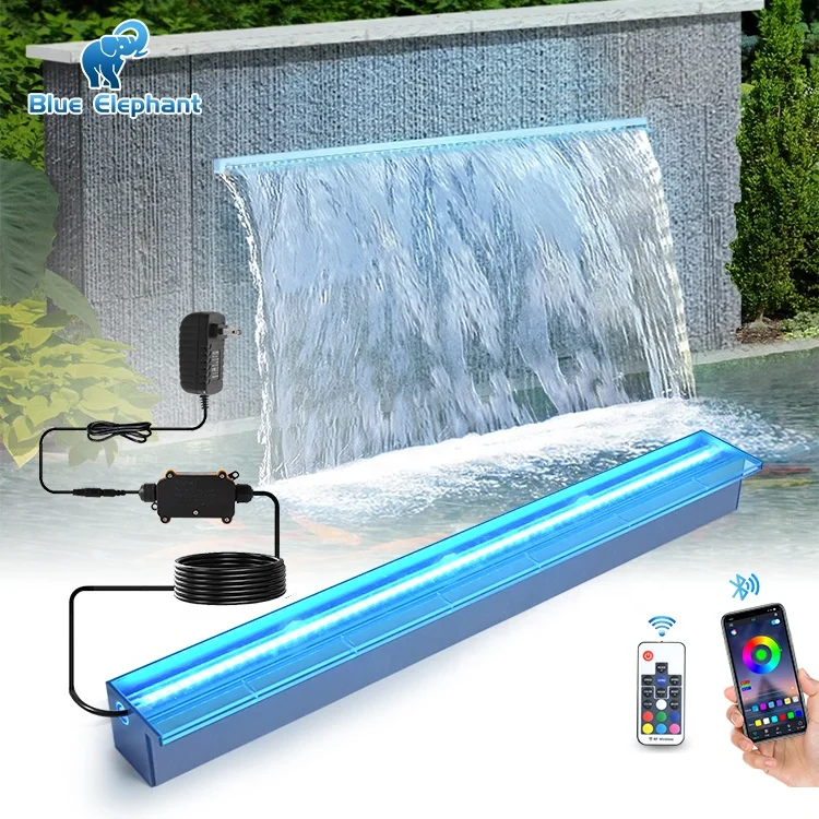 120 سنتيمتر الاكريليك شفة قصيرة داخلي Led اللون يقع نافورة حديقة الاكريليك شير النسب حمام سباحة جدار الشلال #2
