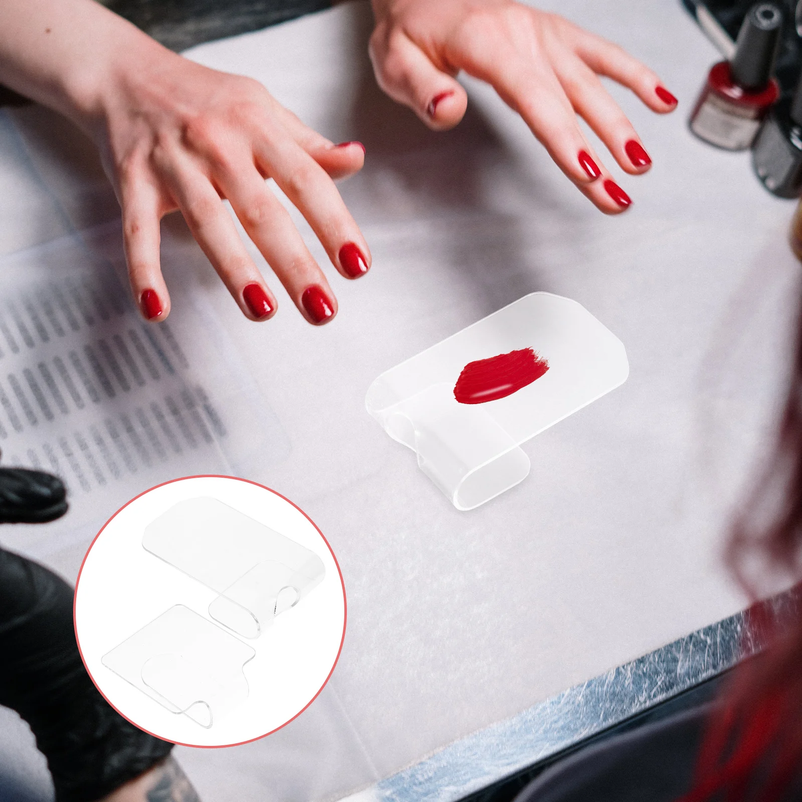 2 Pcs Acrylic Nail Durable Transparent Display Boards for Nail Art Eyeliner Makeup Manicure Mixing