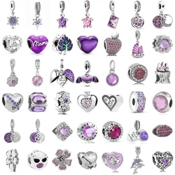 Viola amore cuore diamanti Charms perline per bracciali Pandora collana portachiavi accessori gioielli fai da te per la mamma regali festivi