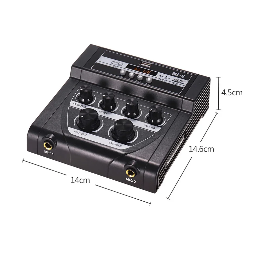 미니 가라오케 사운드 오디오 믹서 스테레오 에코 믹서 듀얼 마이크 입력 지원 BT 녹음 MP3 TV PC 스마트 폰 앰프