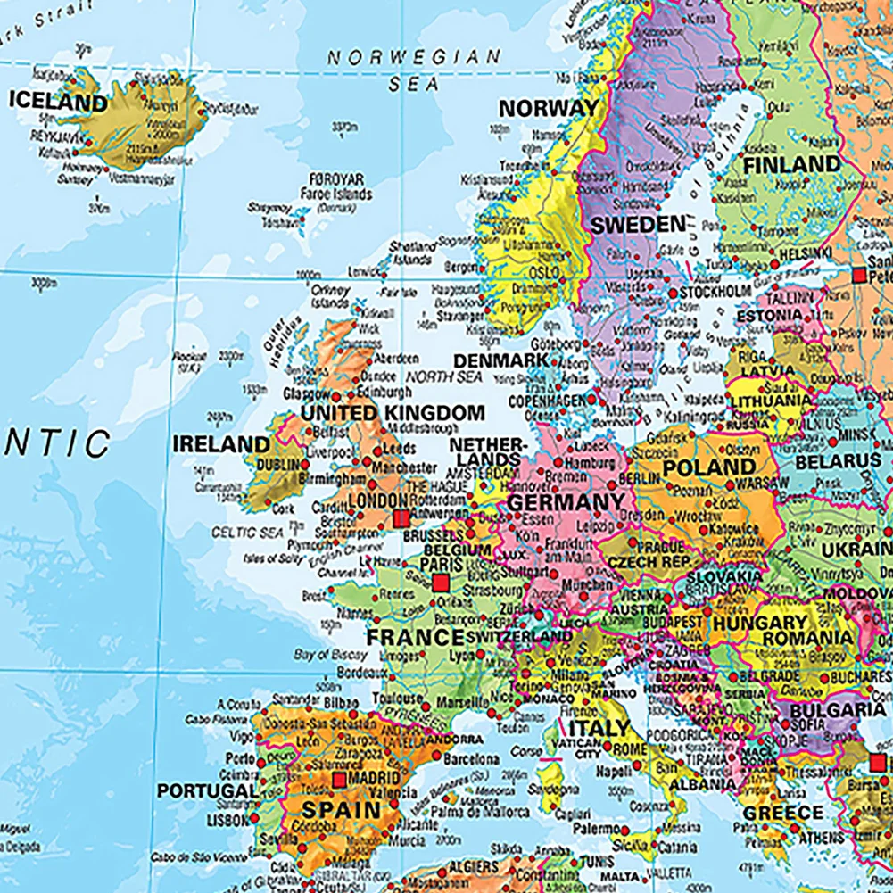 127x81cm 세계지도 상세한 벽 포스터 폴리 에스터 천 그림 거실 홈 장식 학교 용품 영어